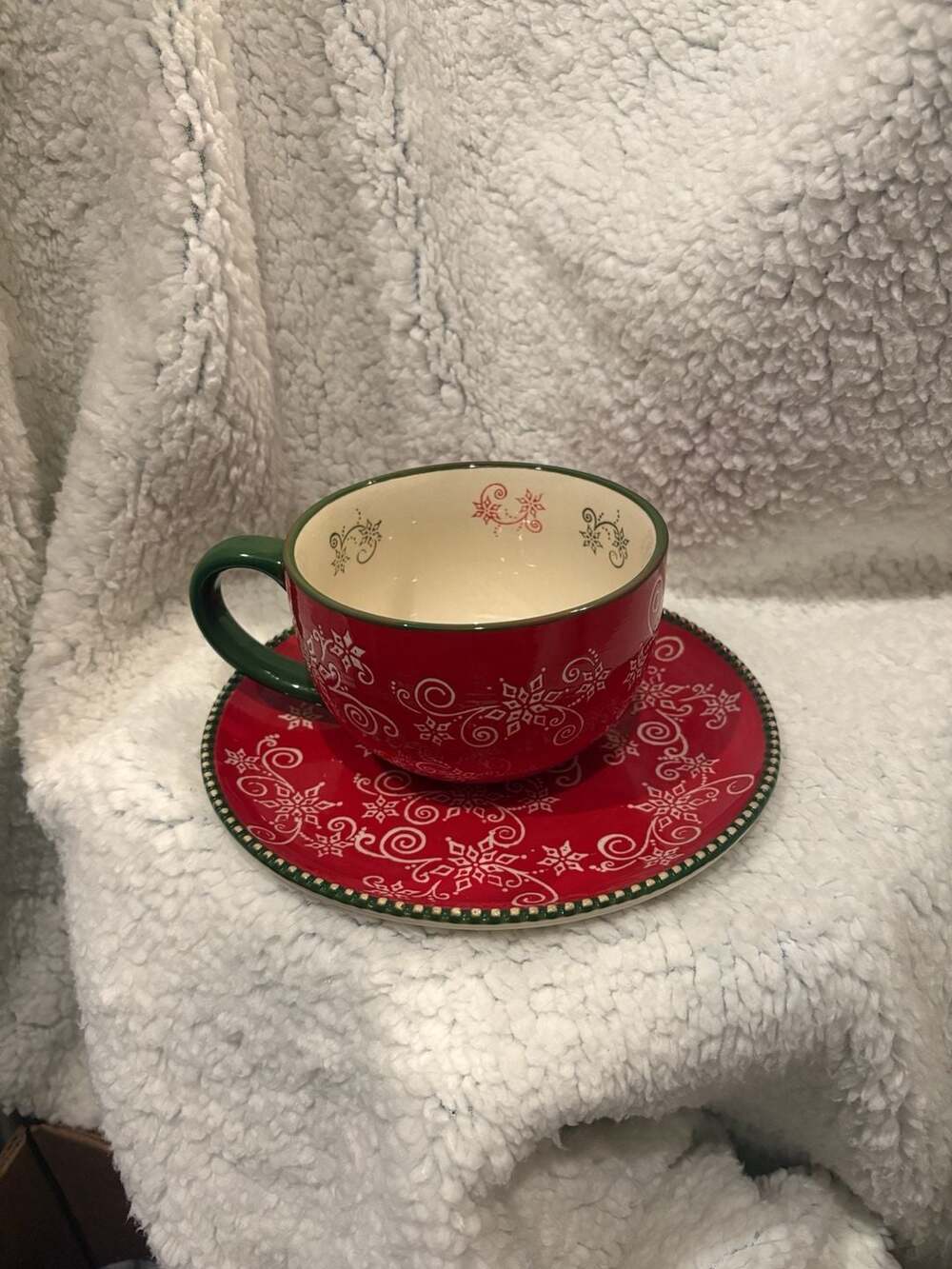 Temp-tations Floral Lace 18 Oz Mug and Ornament Plate Set